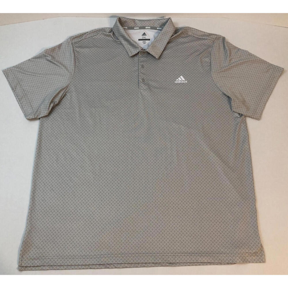 Adidas Men's Ultimate Golf Gray Polo Shirt Camo Dot Print Geometric UPF 50 - 2XL